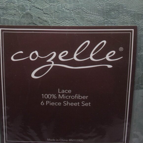 Cozelle Lace 100% Microfiber 6 Piece Sheet Set Aqua Full Size - Picture 3 of 6